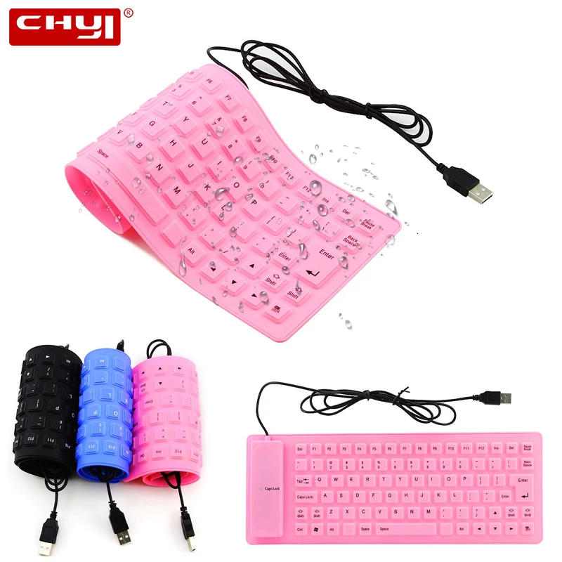 

Flexible Mini Foldable Wired Usb Computer Keyboards Portable Waterproof Pink Silicone Soft Slim Folding Gaming Keypad For Laptop