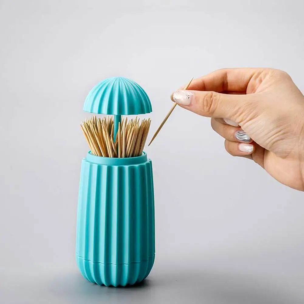 Plastic Cactus Toothpick Box Press-type Large Capacity Toothpick Holder Cotton Swab Storage Box Decorative For Home Living Room view 3