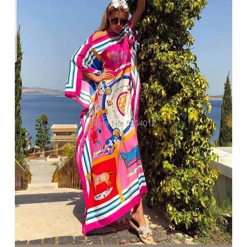 Middle East Dashiki Dress Print Bohemia Hijab Loose Elegant Muslim Abaya Bazin Robe Gown Broder Riche Sexy Lady Party maxi beach