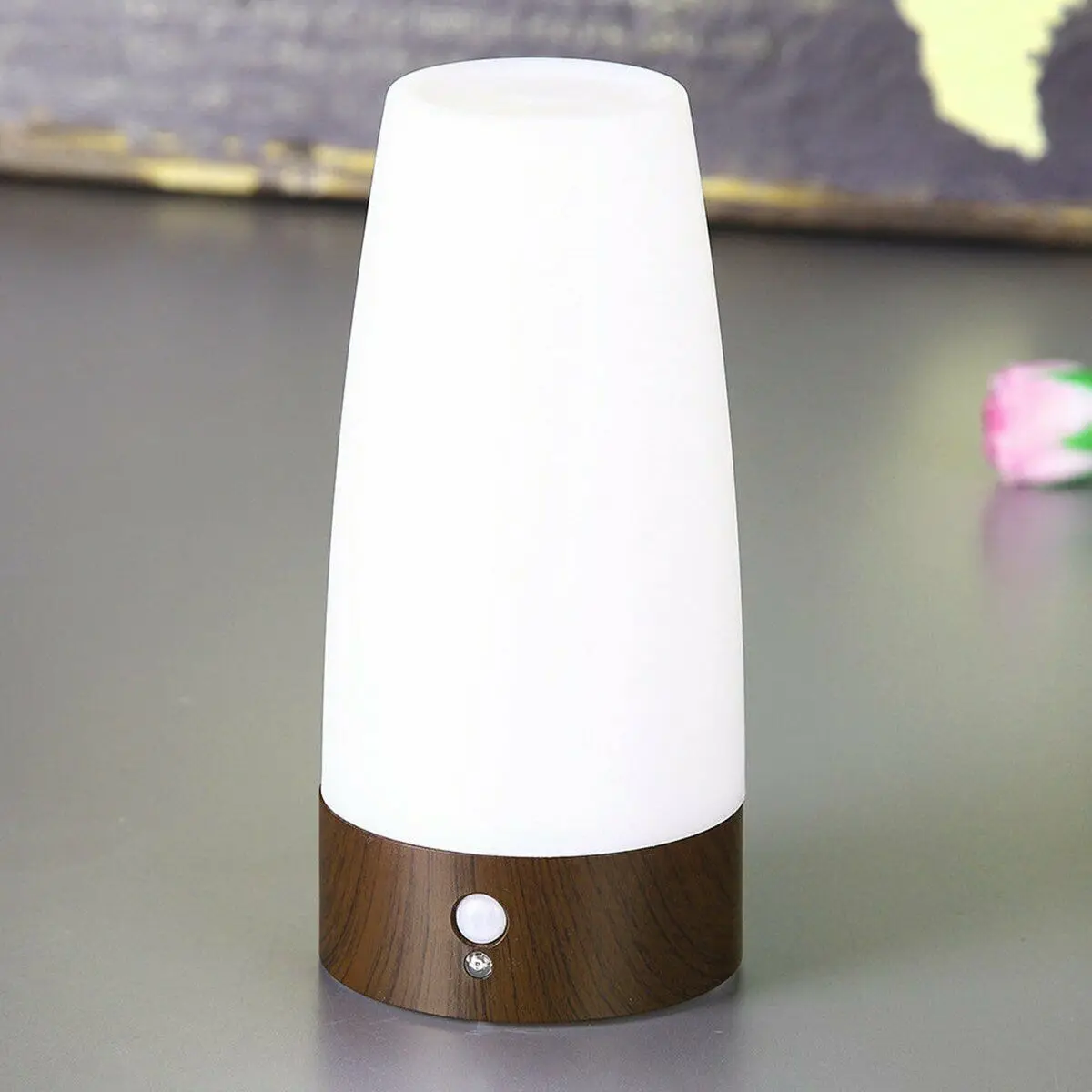 Wireless PIR Motion Sensor Light Sensor LED Night Light Battery Powered Table Lamp Warm White Room Desk Light For Home Bedroom