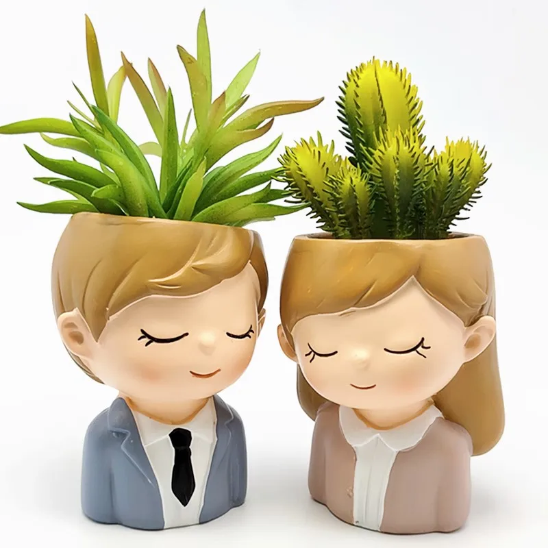 

new! Lovers Flowerpot Succulent Plant Silicone Mold DIY Making Resin Concrete Plaster Vase Cactus Mold Home Decoration Tool