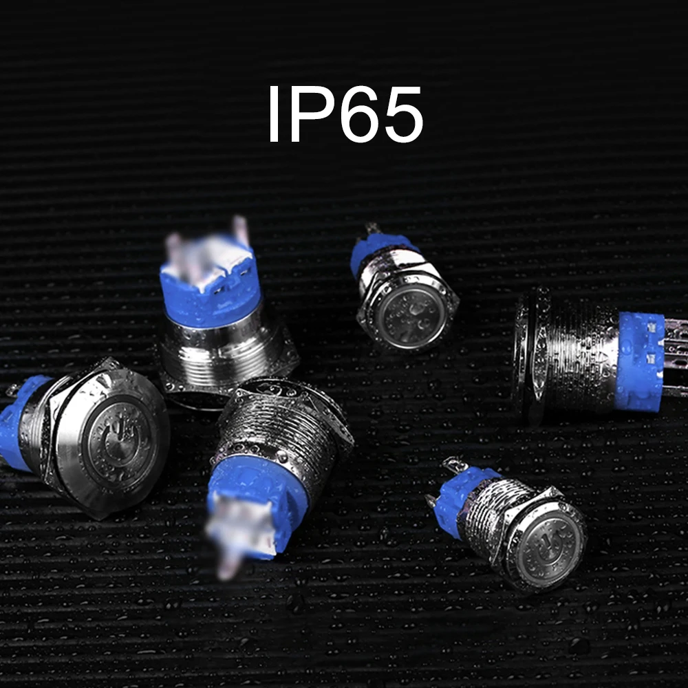 Popular 16MM 19MM 22MM Metal Push Button Switch Waterproof Power Button LED Light Momentary Latching Car 6V 12V 24V 220V