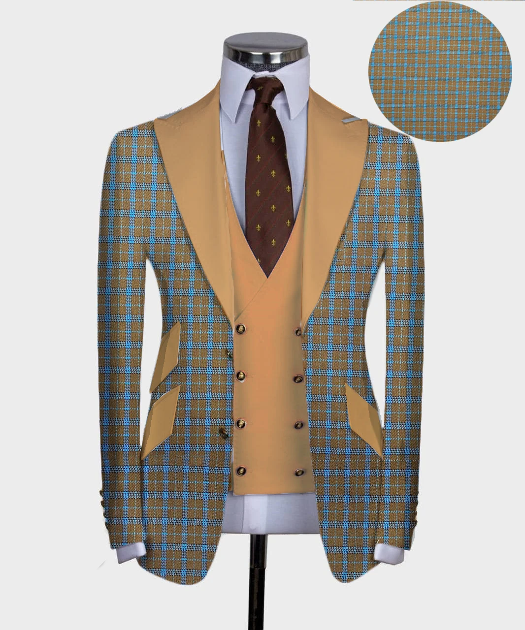 Newest Design Business Man Lattice Peak Lapel Groom Best Man Tuxedo 3Pcs (Blazer+Pant+Vest)Tailor-Made Suits Wedding For Man