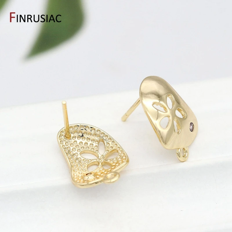 2020 New Fashion 14k Gold Plated Hollow Petal Pattern Post Earrings Making Supplies Earrings Jewelry Accessories Wholesale