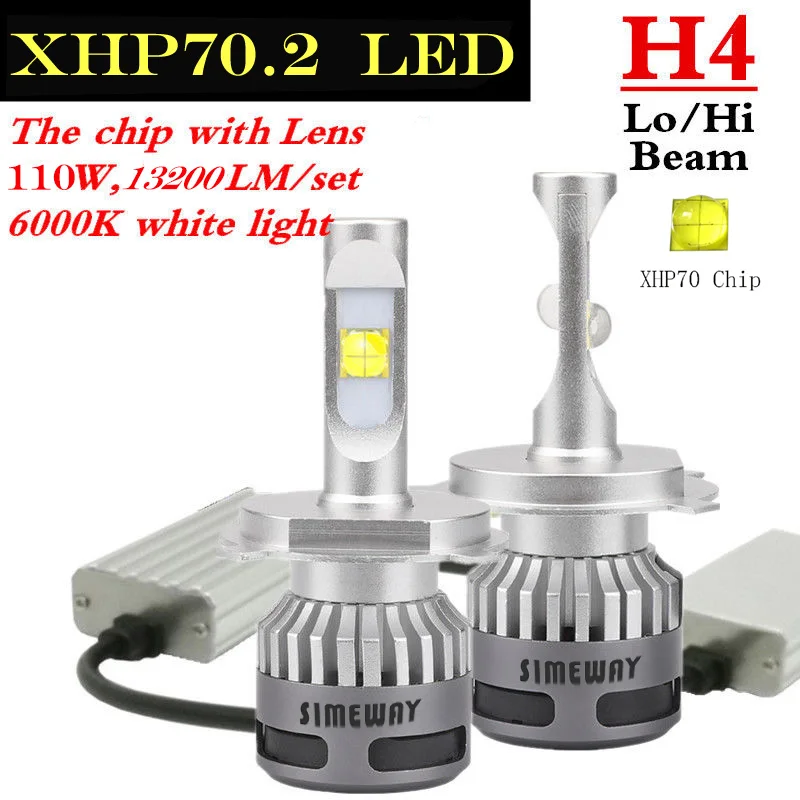 

2PCS led h4 100w headlights h11 led bulb car light H7 9006 hb4 9005 hb3 9012 HIR2 H1 led lamp with E70 chip 6000K auto bulb