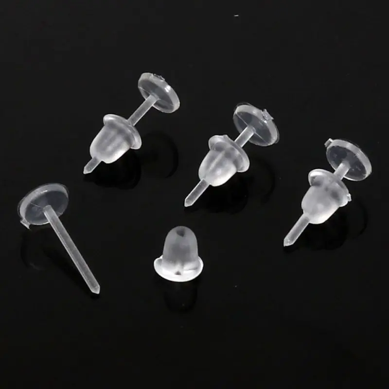 

100Pcs Invisible Plastic Earrings Blank Pins Stud Tiny Head Earring Posts and Back Jewelry Findings DIY Supplies