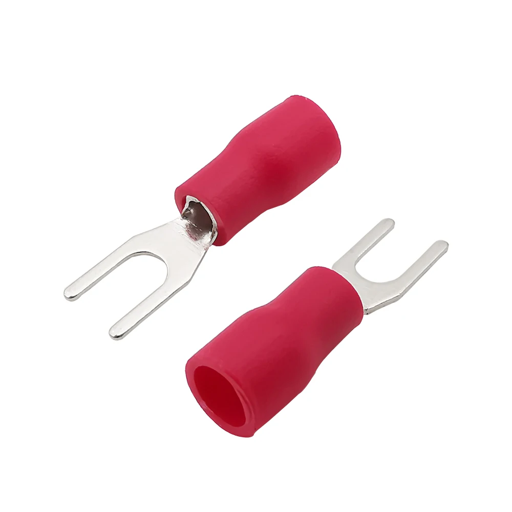 50/100Pcs SV1.25-32 Crimp Terminal Insulated Fork Spade Wire Cable Connectors SV1.25-32 Insulated Cord Pin End Crimp Terminals