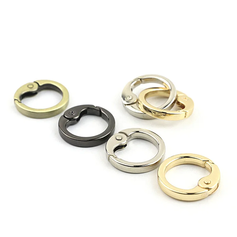 

Metal Circle Snap Hook Spring Gate O Ring Trigger Clasps for Leather Craft Bag Strap Belt Connecting Hardware Accessory