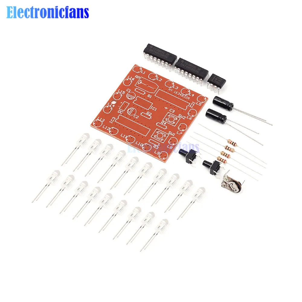 DIY Kit Electronic NE555+74HC595 16 Bit 16 Channel Light Water Flowing Lights Welding Practice Board LED Module Kit