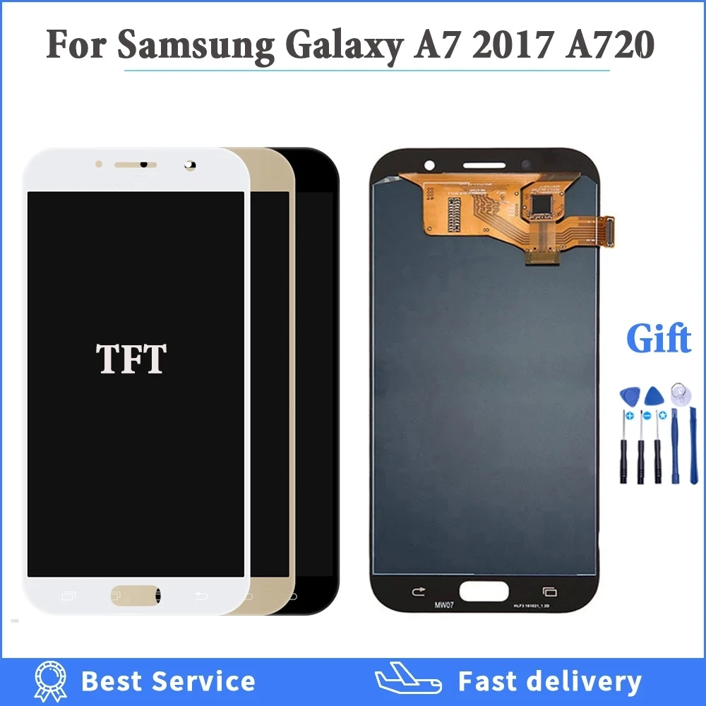 Can adjust brightness LCD For Samsung Galaxy A7 2018 2017 2016 A750 A720 A710 LCD Display Touch Screen Digitizer Assembly +Tools