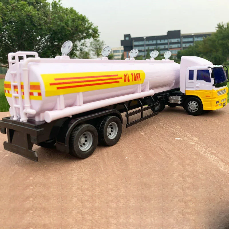 Boys Toy 42cm Engineering Vehicle Container Truck Oil Tank Car Model Toys Plastic Diecast Metal Truck Model Gifts for Kids