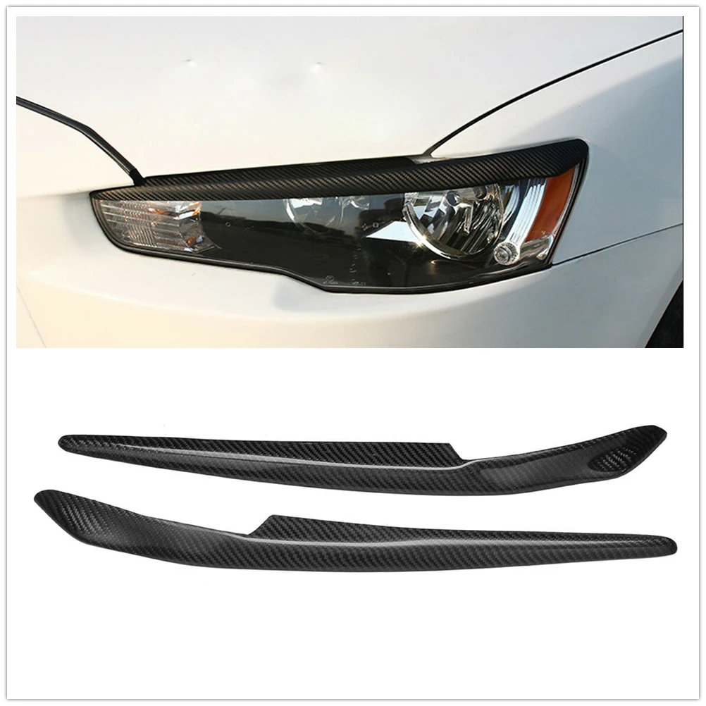 

For Mitsubishi Lancer EVO X 2008-2014 Headlight Eyelid Headlamp Eyebrow Trim Carbon Fiber Front Head Light Lamp Cover Brow Strip