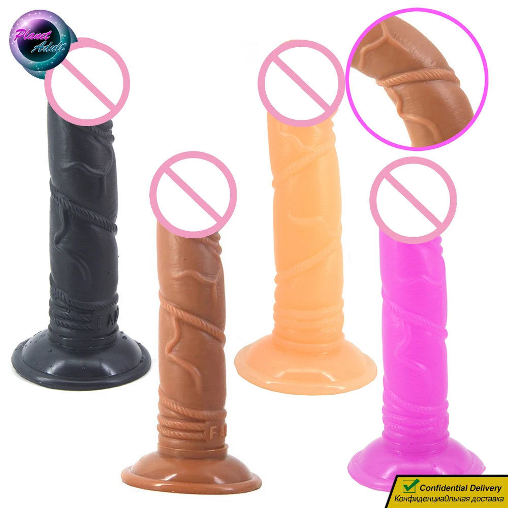 19.7*3.9cm Tied-Up Soft PVC Dildo Realistic Penis Artificial Fake Dick Women Masturbator Adult Sex Toys for Pussy Anal Sexshop