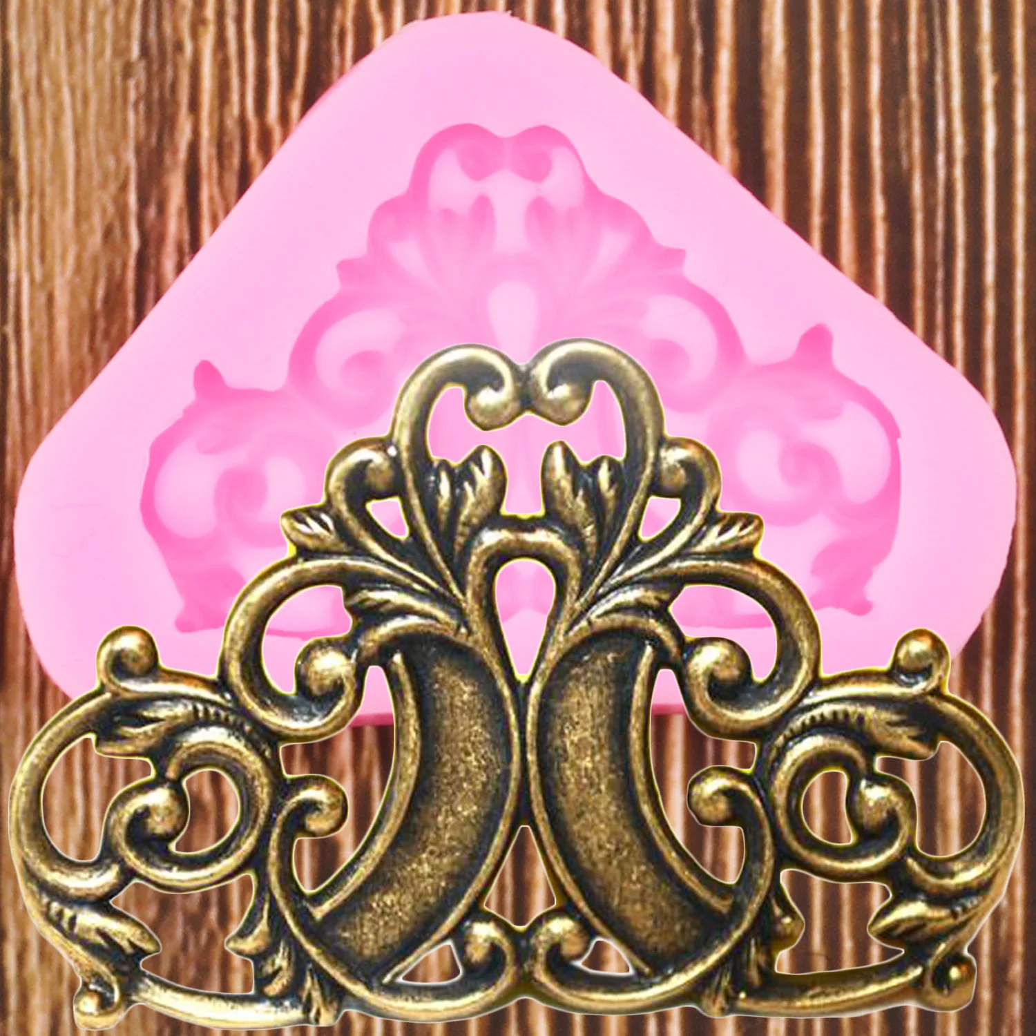 3D Craft Baroque Scroll Relief Border Silicone Mold Cupcake Topper Fondant Cake Decorating Tools Candy Chocolate Gumpaste Moulds