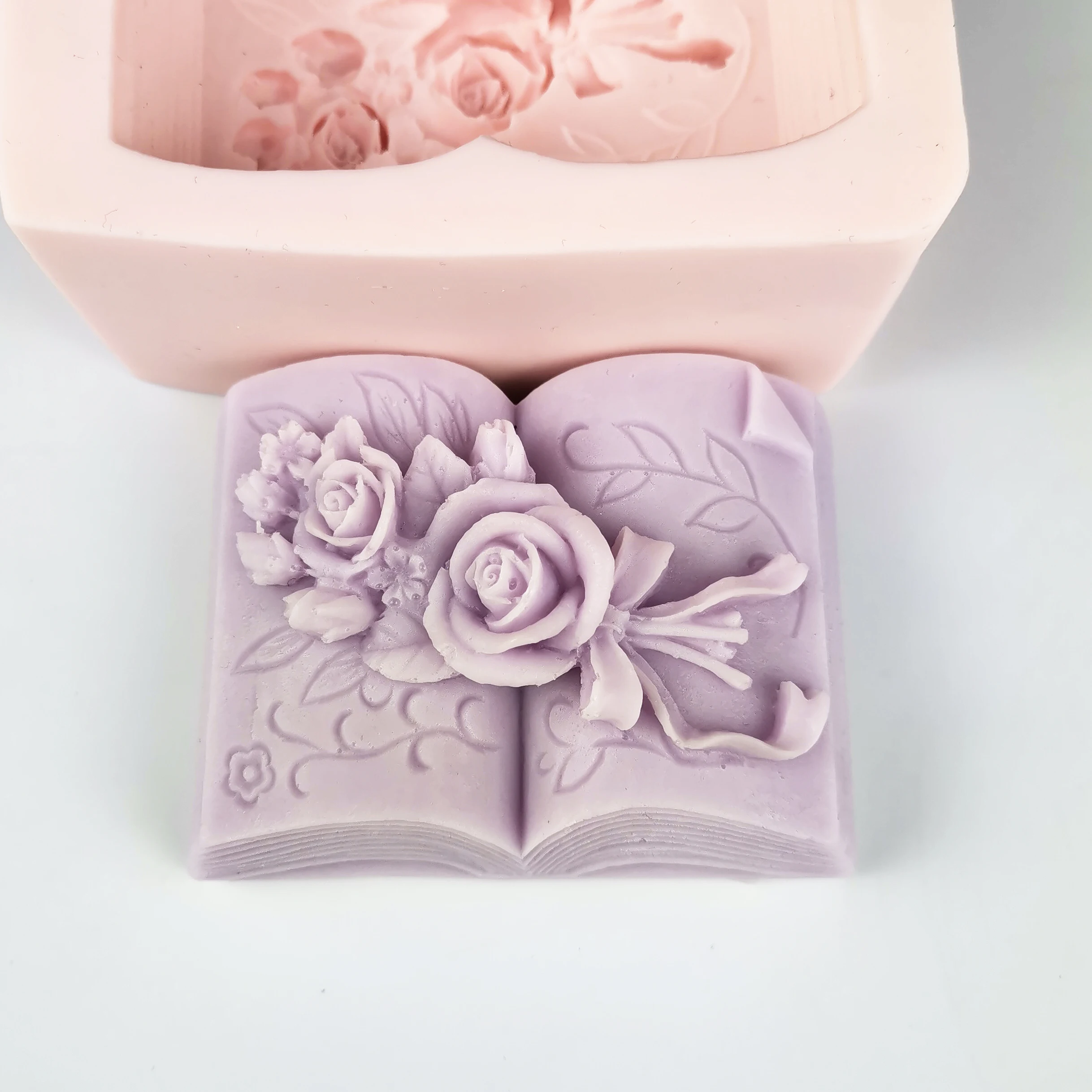 PRZY Mould Silicone The Book Of Flowers And Roses Soap Molds Fondant Soap Molds Handmade Mold Clay Resin Candle Mould