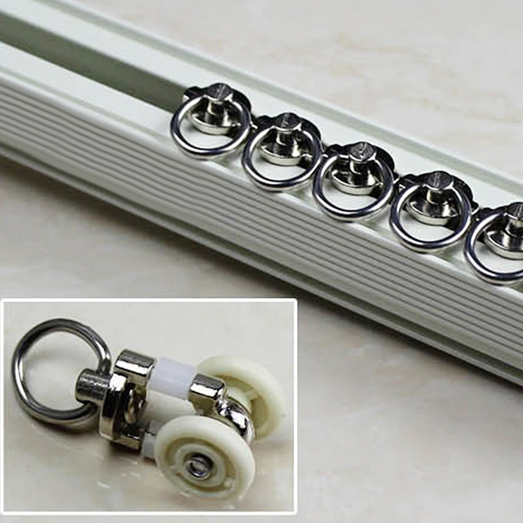 10 Pieces Curtain Track Rollers Twin Wheeled Carriers Drapery Rail Sliding Glider Shower Curtain Track Carrier 25mm