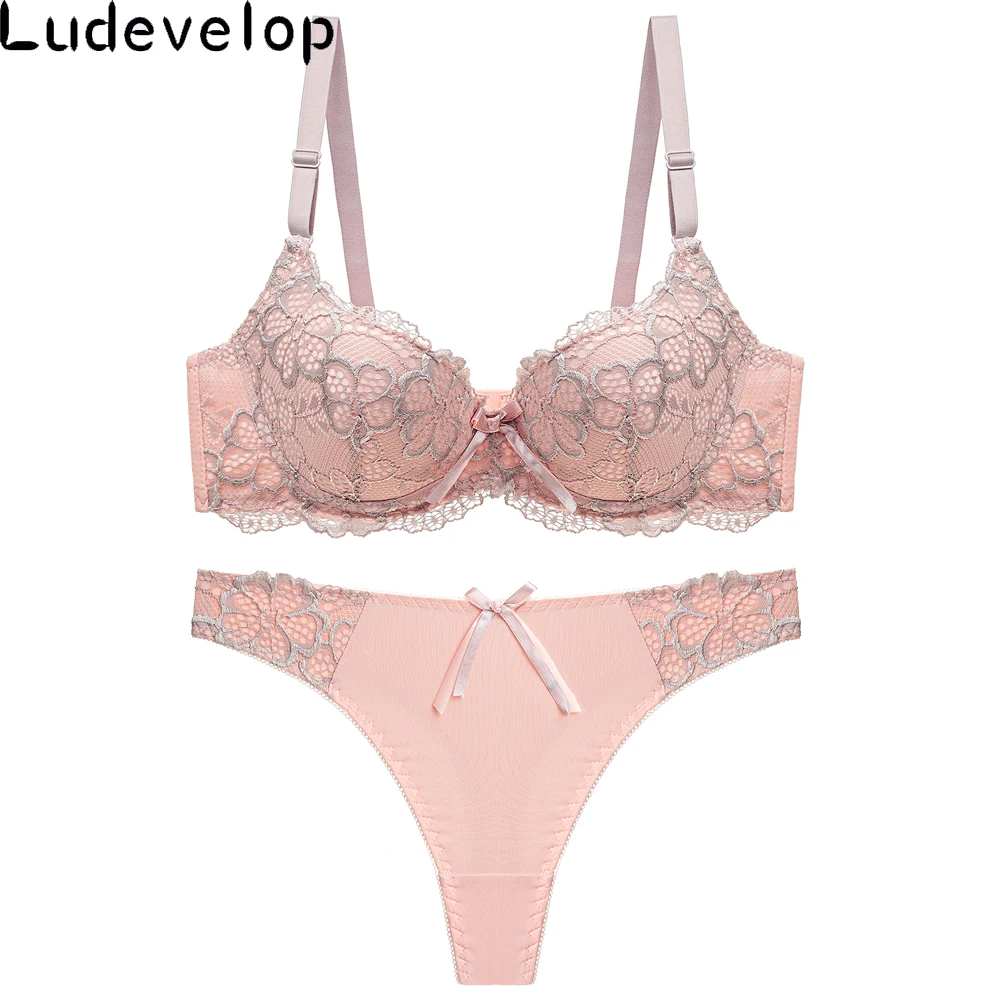 Good Quality Sexy Brassiere Embroidered Underwear Set ABC Cup Women Bra Set Push Up Lace Bra Thong Sets