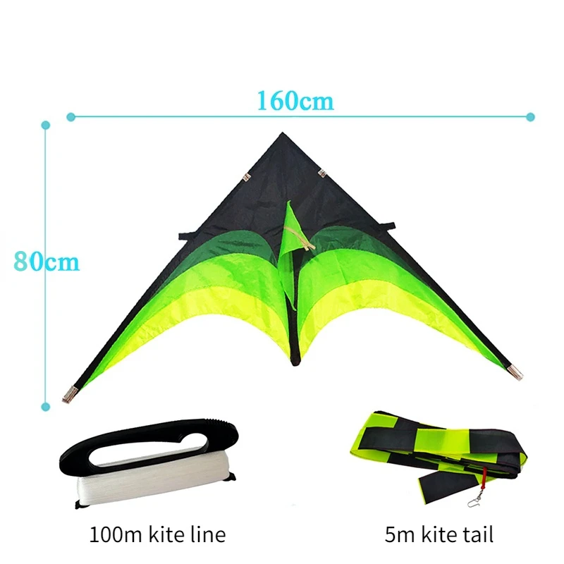 160cm High Quality Primary Stunt Kite Kit with Wheel Line Large Delta Kite Tail Outdoor Toy Kites for Kids Adult Sport Toy Gifts