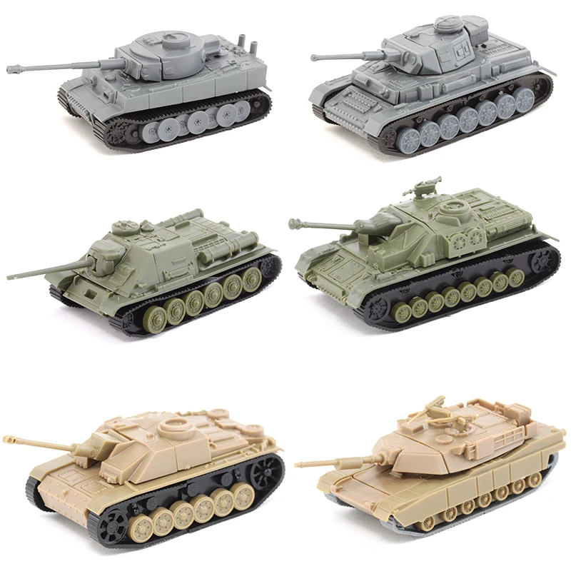 

4D Tank Model Assemble WWII Tank Germay Tiger USA M1A2 Su-100 Ger-NO4 Tanks Military Buiding Kits 1:100 Plastic Blocks Model Toy