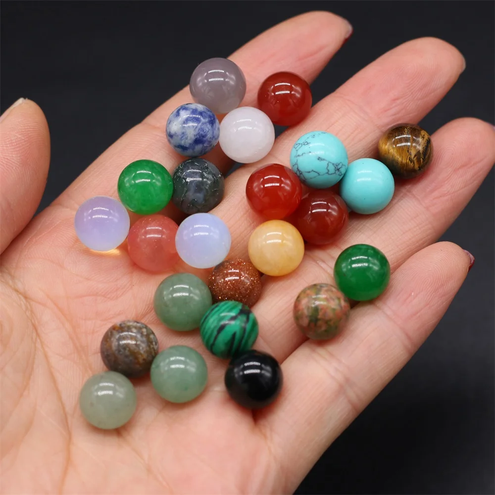 10Pcs Natural Stone Beads 10 MM Without Hole Round Semi-Precious For Potted Plants Fish Tank Decorations