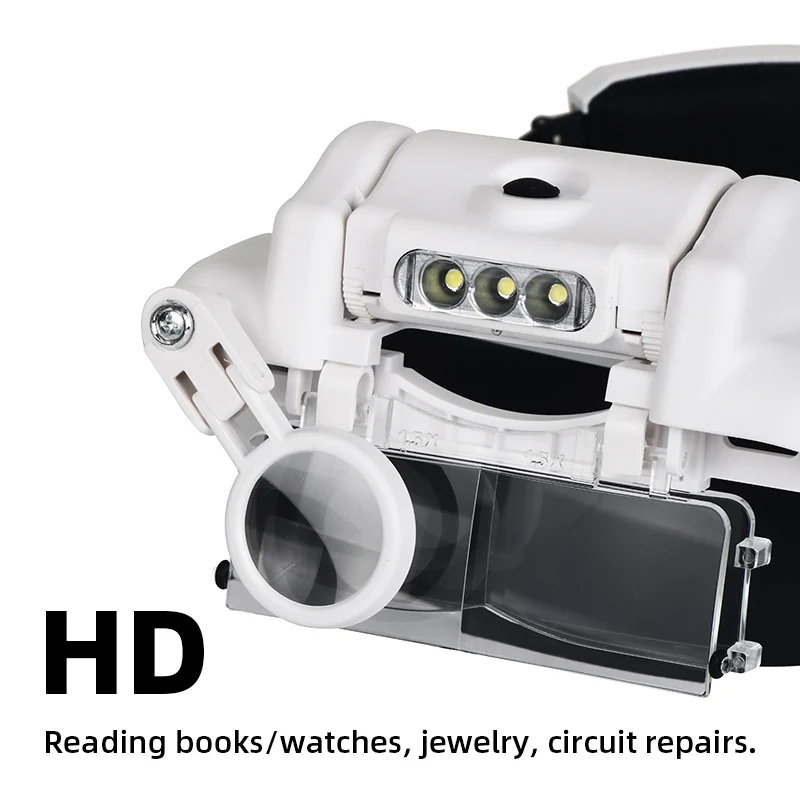 Head-Mounted Illuminating Magnifier Glasses magnifier with LED light Headband magnifying glass For Jeweler Loupe Craft