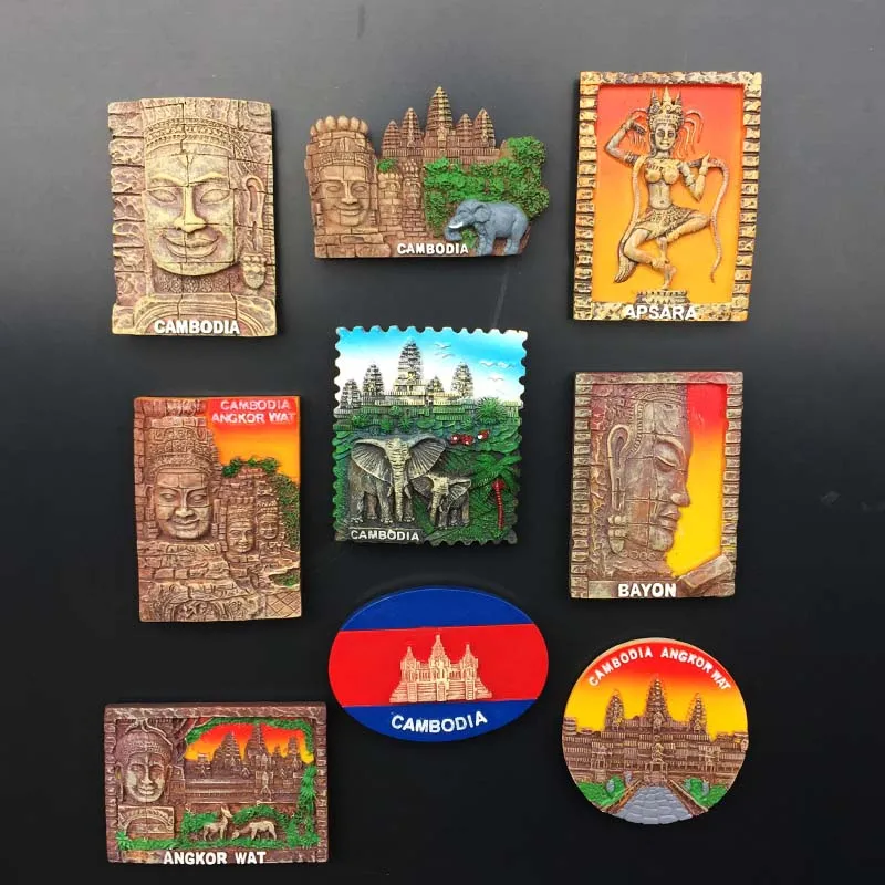 World Natural Heritage, Angkor Wat, Cambodia Fridge Magnet Souvenir 3d Resin Colored Crafts Magnetic Refrigerator Paste Decor