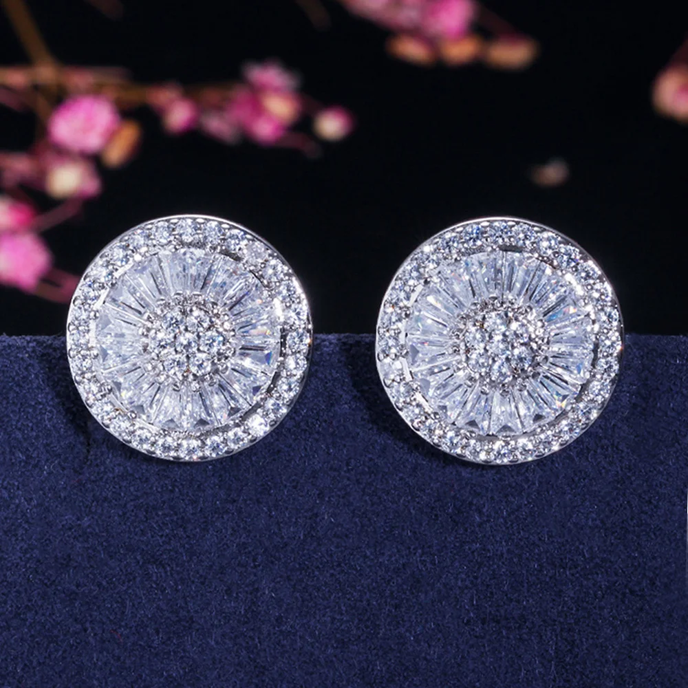 ThreeGraces Fashion CZ Female Jewelry Perfect Round Shape Cubic Zirconia Micro Pave Trendy Necklace Earrings Set For Women JS201