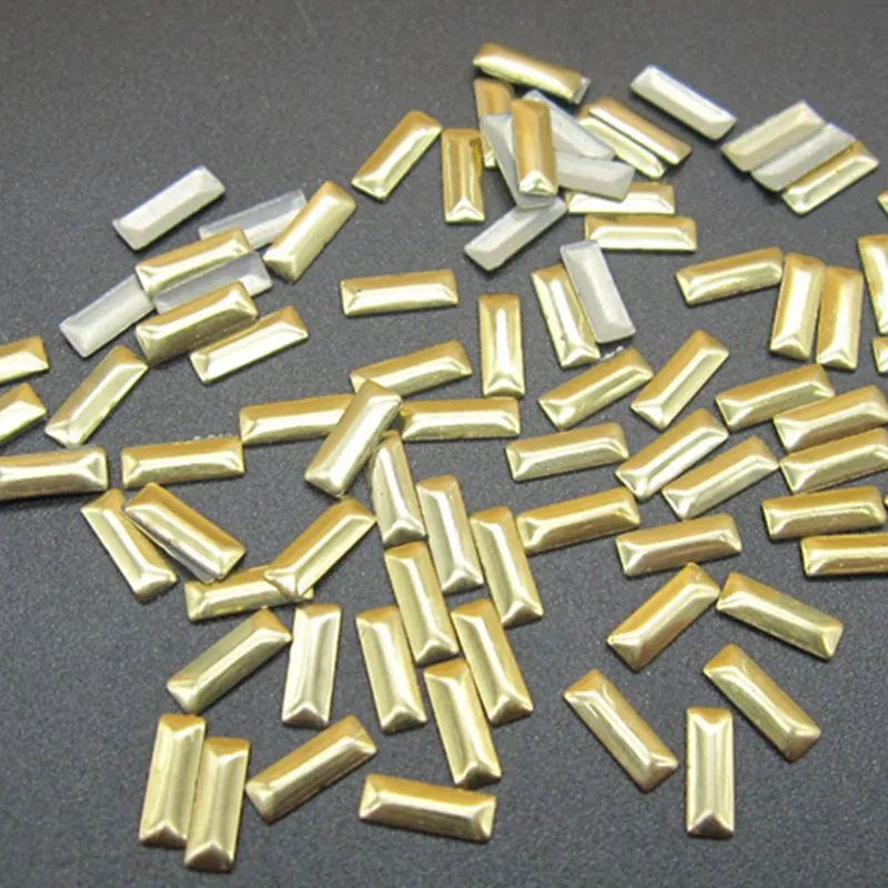 1440pcs 2.5*5mm Gold Rectangle Shape Aluminum Hot Fix Studs Flat Back Iron on Rhinestuds Heat Transfer Punk For DIY Spikes