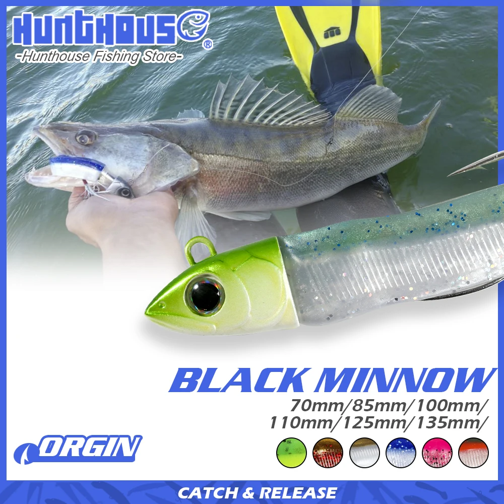 

Hunthouse Fishing Minnow Black Black Minnow Jig Head 25/40/60/90/120 г Мягкая рыболовная приманка Силиконовая приманка Minnow Black Leurre Souple