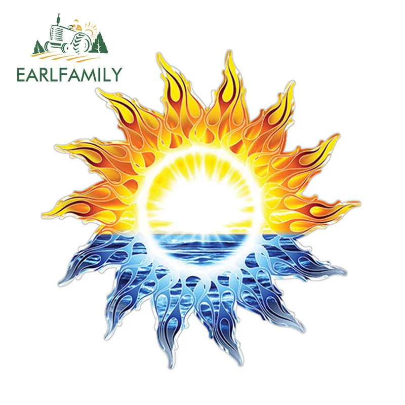 EARLFAMILY 12cm x 12cm RV Trailer Motorhome Camper Decal Tribal Sun Ocean Graphic Sticker Tropical Waterproof Accessories