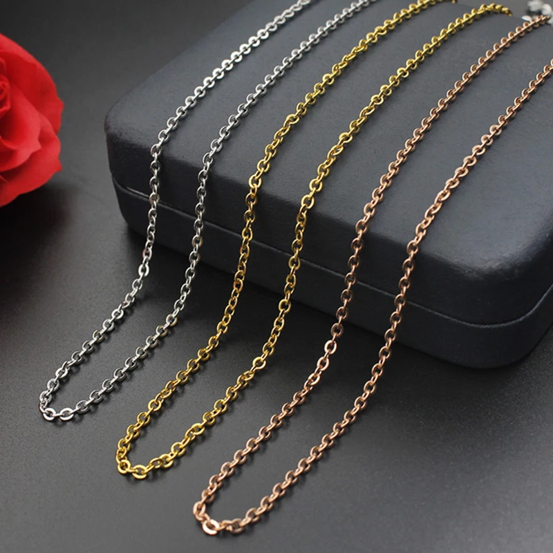 Chain Necklace for Men and Women Chain Necklaces White Yellow Rose Gold Color 40cm + 8cm extender Fashion Jewelry Accessories