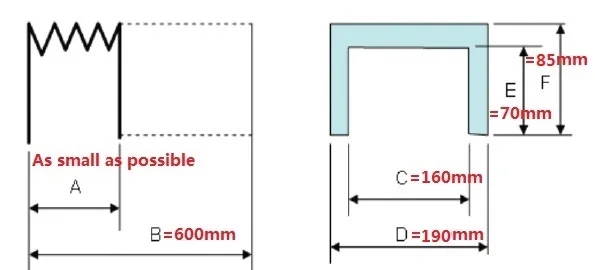 CNC U type router rail bellows cover,inside: 160mmx70mm,outside:190mmx85mm,Lmax=600mm