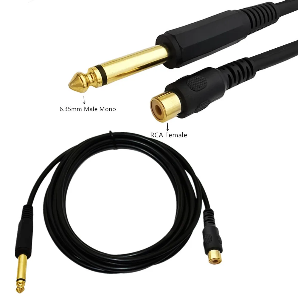 مذهب RCA إلى 1/4 "الصوت كابل 6.35 مللي متر مقبس أحادي الذكور إلى RCA الذكور و RCA أنثى كابل 0.5m 1.8m 3m