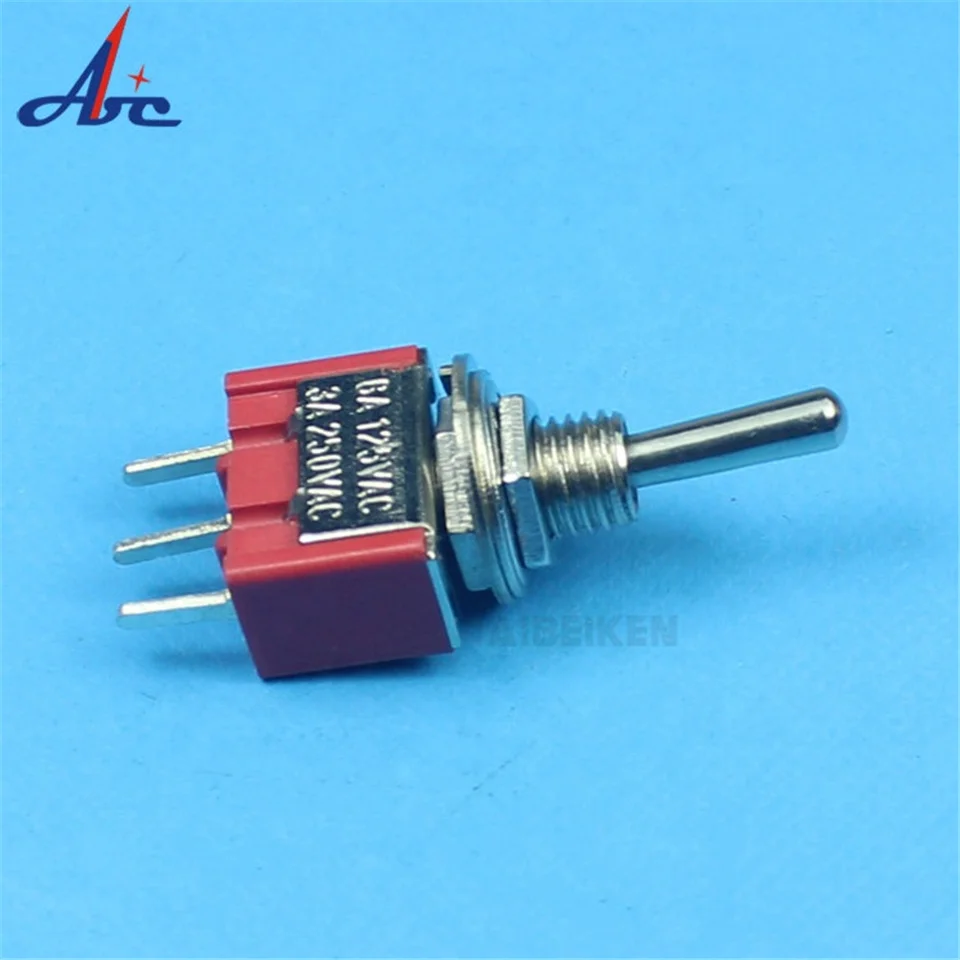 10pcs/Lot SPDT 3Pins 2Position ON-ON Miniature Rocker Toggle Switch,PCB Lug,3A/250VAC,5A/125VAC.