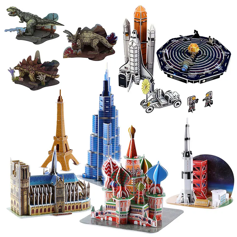 Rompecabezas de construcción con Logo de ciudad para niños, de fama mundial juguete de construcción de edificios, rompecabezas educativo, Burj, Jalifa, Catedral de Notre Dame