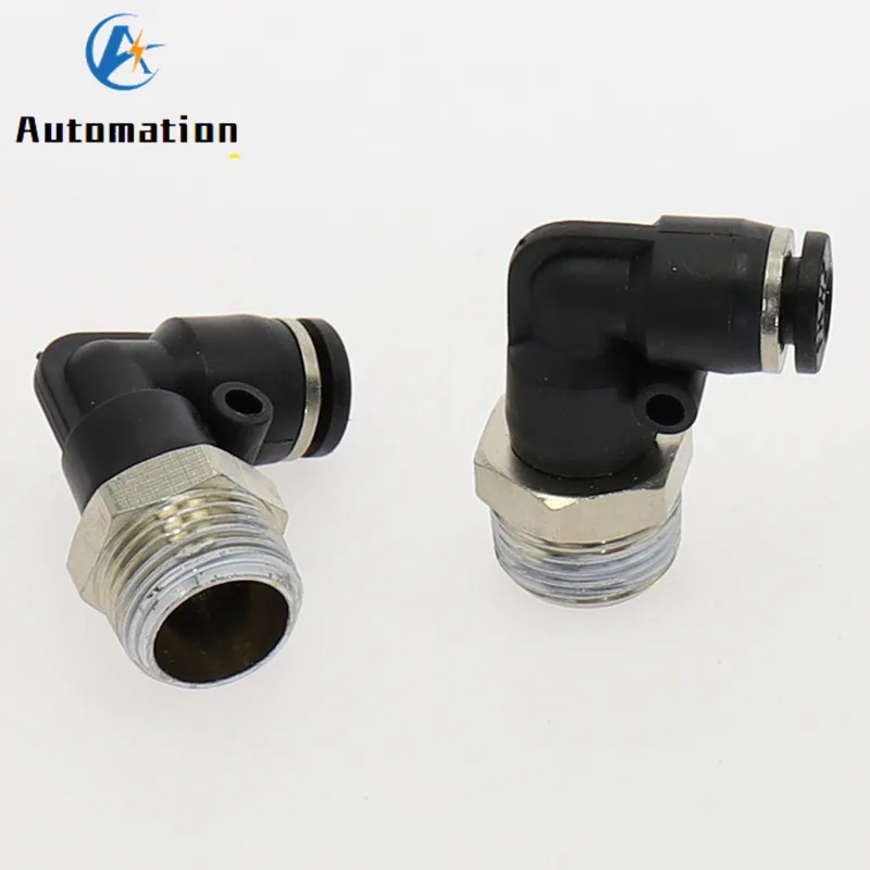 PL Elbow Pneumatic Fitting 1/4 3/8 1/2 1/8  BSP Male Thread Air Quick Connector L Shape Push In  Hose OD 6mm 8mm 10mm 12mm