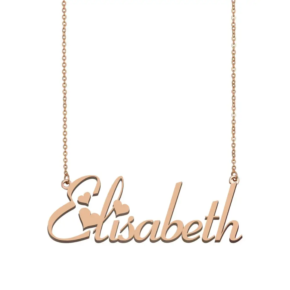 Elisabeth Name Necklace Custom Nameplate Pendant for Women Girls Best Friends Birthday Wedding Christmas Mother Days Gift