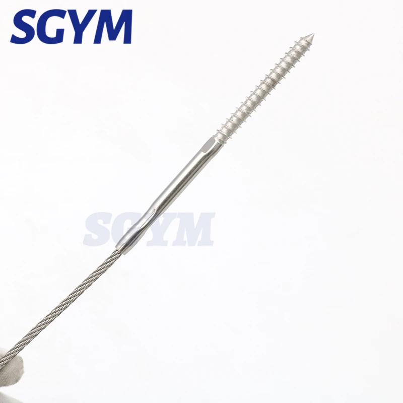 Swage Lag Screws Left & Right for 3/16'' T316 Stainless Steel Cable Railing Stair Deck Wood Post Balusters Decking Hardware