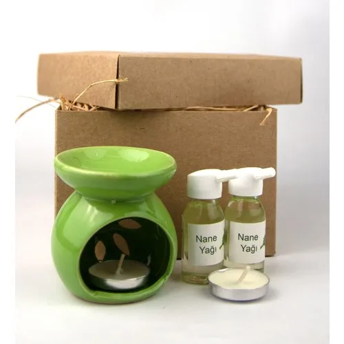 Gift Idea Daisy Design Mint Oil Censer Set-Green