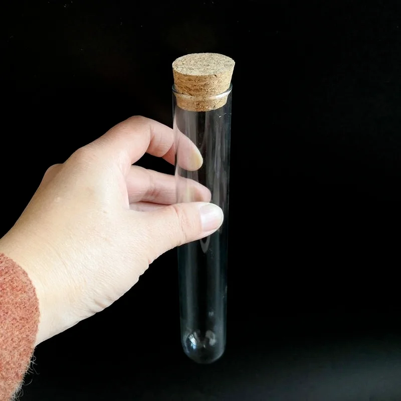 12pcs/lot Transparent Glass Test Tube DIA 20/25/30mm Long 150/180/200/300mm Round BottomTest Tube With Cork