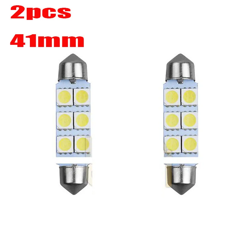 2pcs 41mm C5W 6 Led White Festoon  Dome Light 5050 SMD LED Car Auto Interior Light Door Lamp 12V light Reading Lamp Map