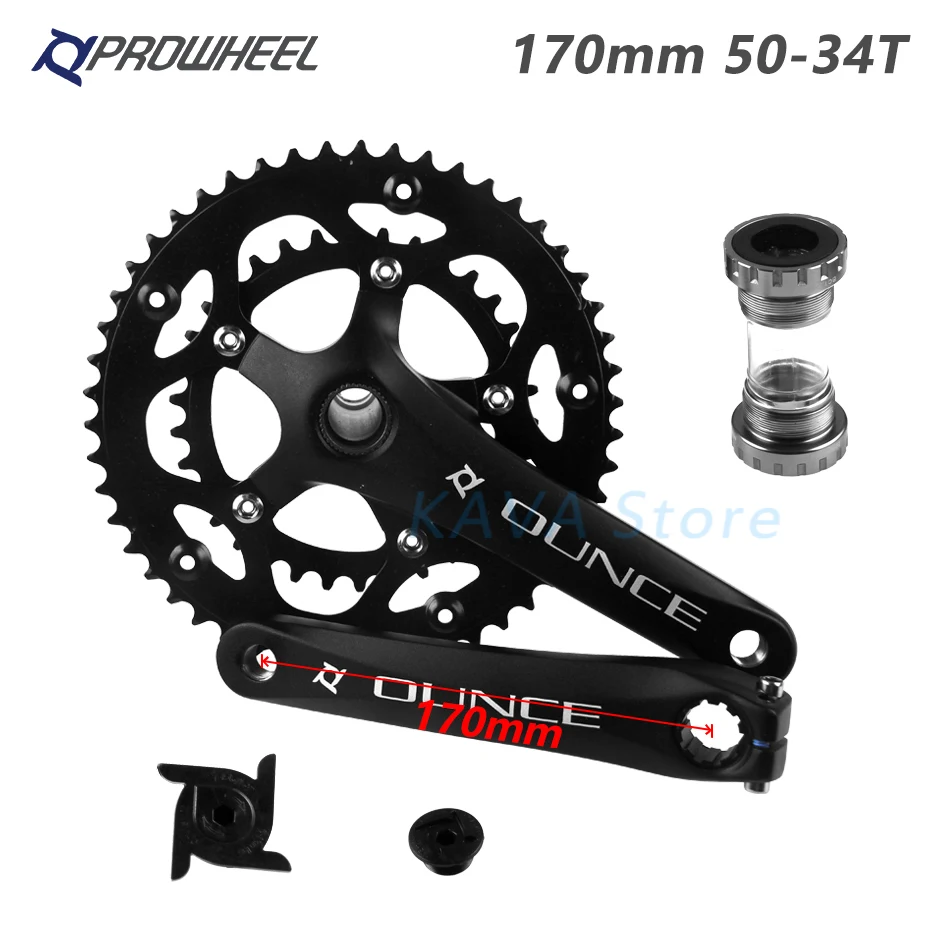 PROWHEEL Hollow Double Sprockets Road Bike Crank 110 BCD 130 BCD Bicycle Crankset Sprocket BB Folding bike170mm 53-39T 50-34T