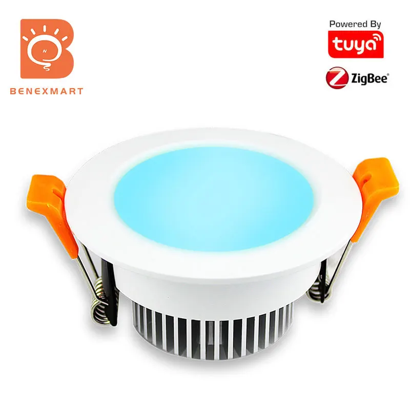 Benexmart TUYA Zigbee 3.0 LED Downlight RGBW Dimming Spot for Ceiling 9W 12W 15W Support SmartThings Hubitat Alexa Google Home