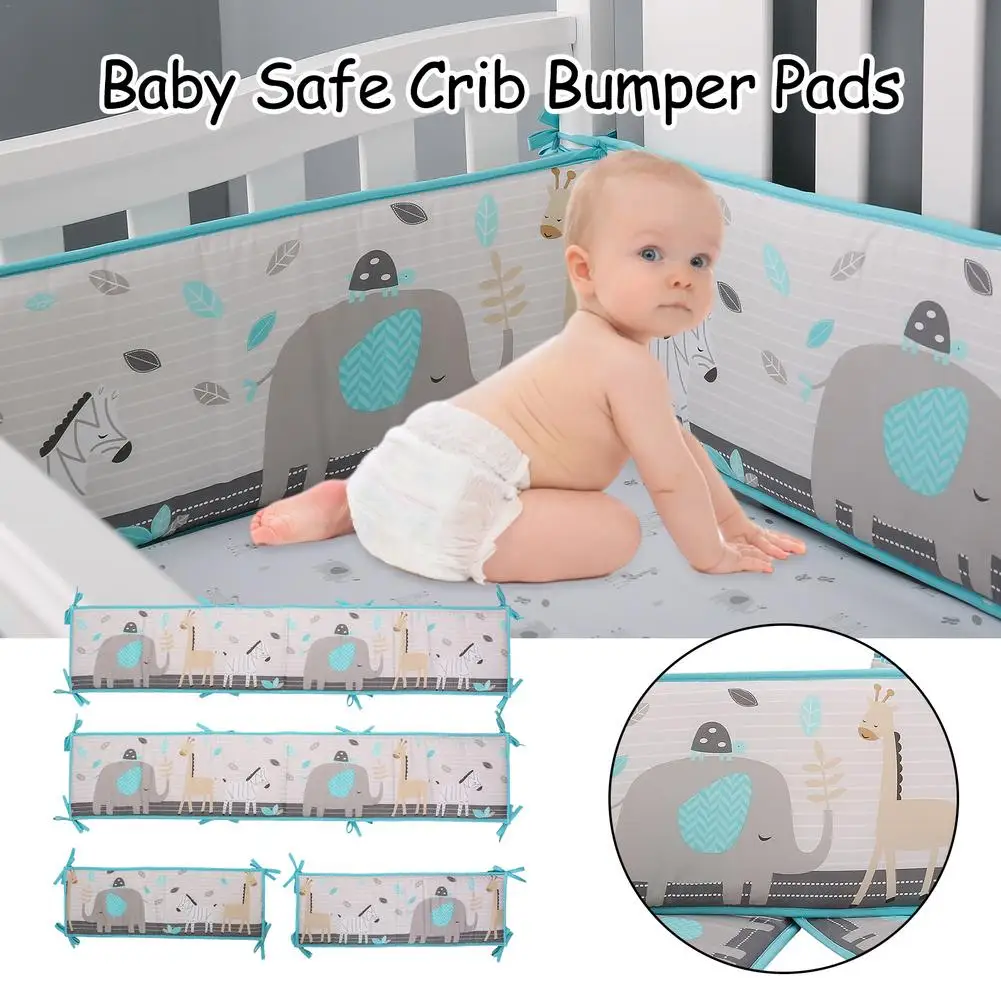 4 Pieces Baby Crib Bumpers Guard Pad Nursery Baby Bed Surrounding Head Protector Circumference Bed Protection Bumpers