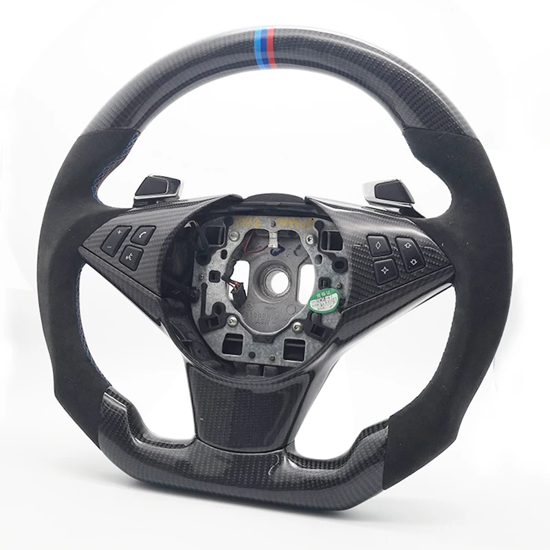 Real Carbon Fiber Alcantara Leather Car Steering Wheel For BMW E60 M5 2006