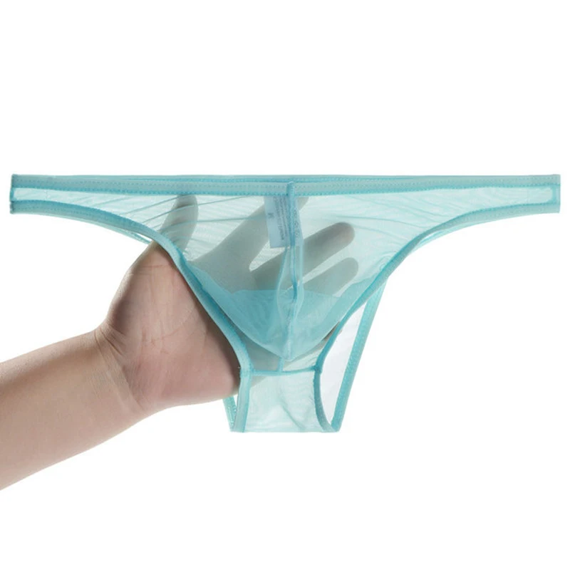 New Men's transparent Net yarn Low waist ultra-thin under wear sexy breathable jockstrap men Penis Pouch underwear Briefs