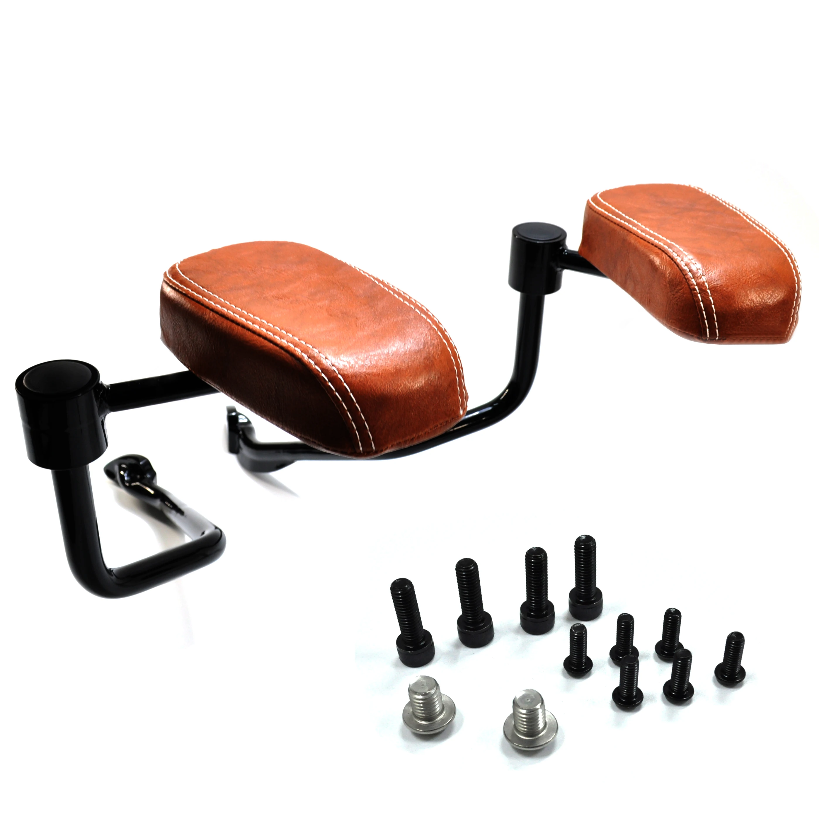 Motorcycle Passenger Trunk Armrest Supports in Chrome Bright Black For INDIAN Roadmaster Dark Horse 2014-2023 Leather