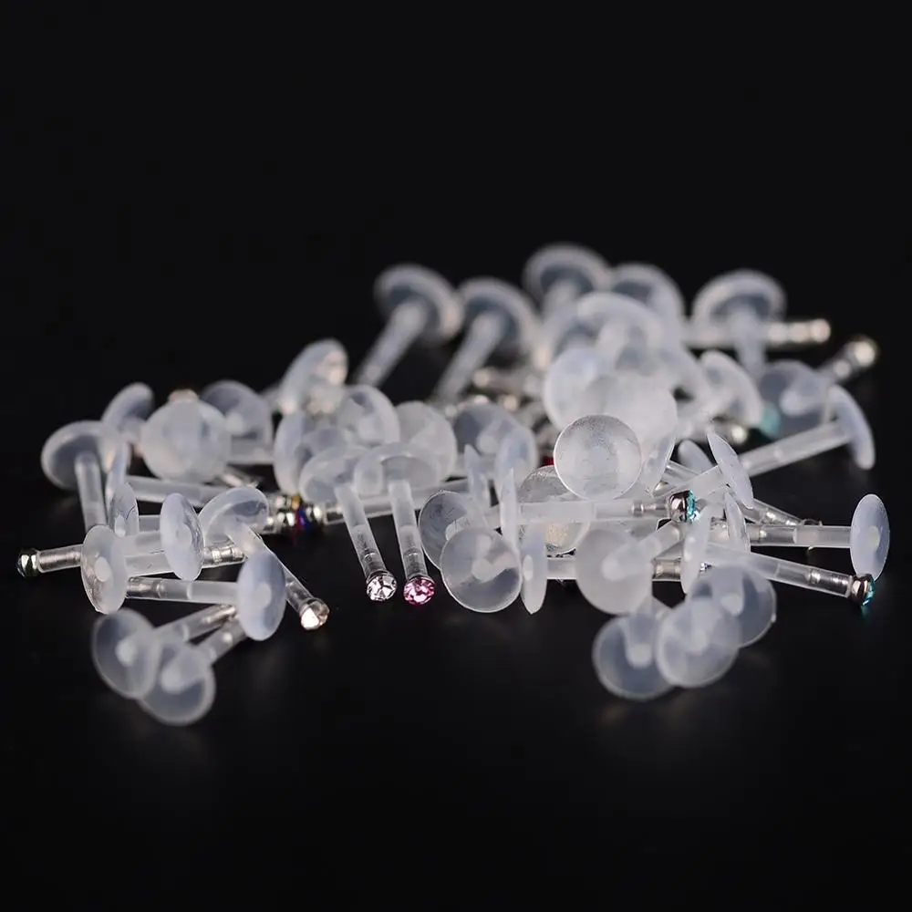 25Pcs Simple Acrylic Lip Studs Set Sparkly Push In Labret Monroe Tragus Cartilage Body Piercing High Quality Lip Studs Wholesale