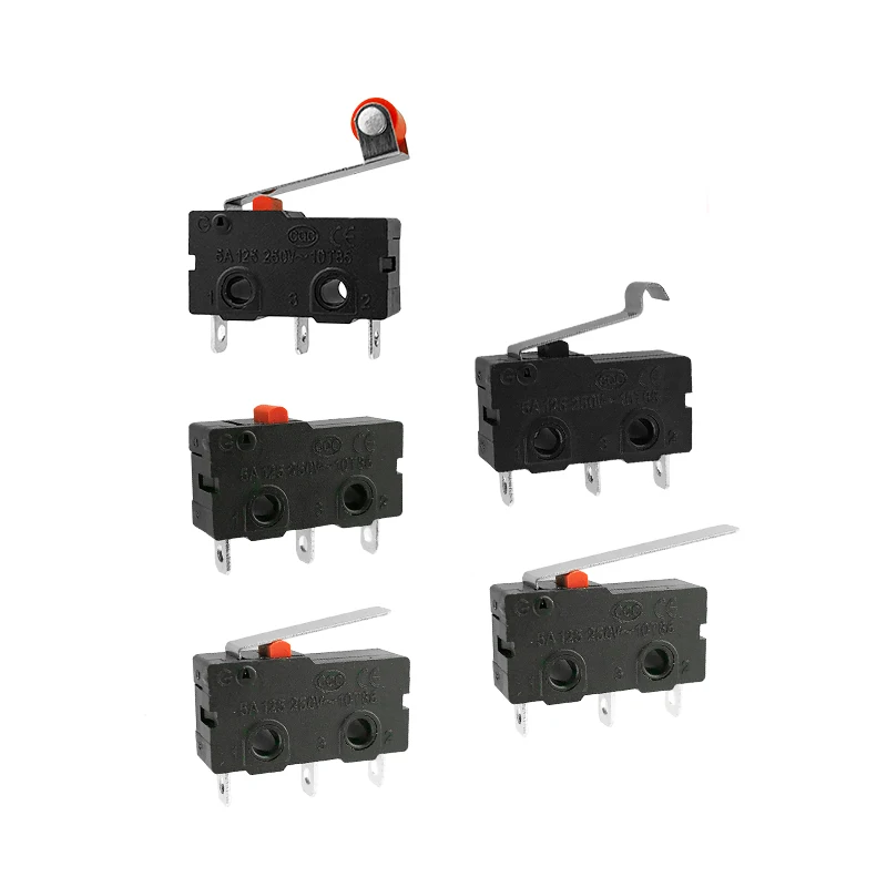

10pcs/lot KW11 curved/straight handle 250V 5A Mini Micro Limit Switch Bouton Poussoir arc extinguishing chamber button switch