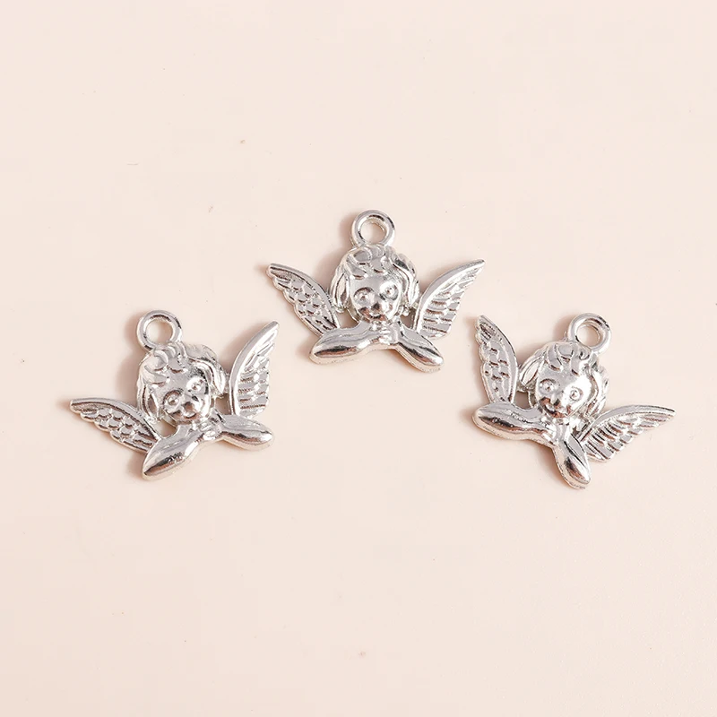 Leslie 20 Stück modische Liebes-Engel-Charms-Anhänger für Halsketten, Ohrringe, Zubehör, Charms für DIY-Schmuckhandwerk – Detail 3